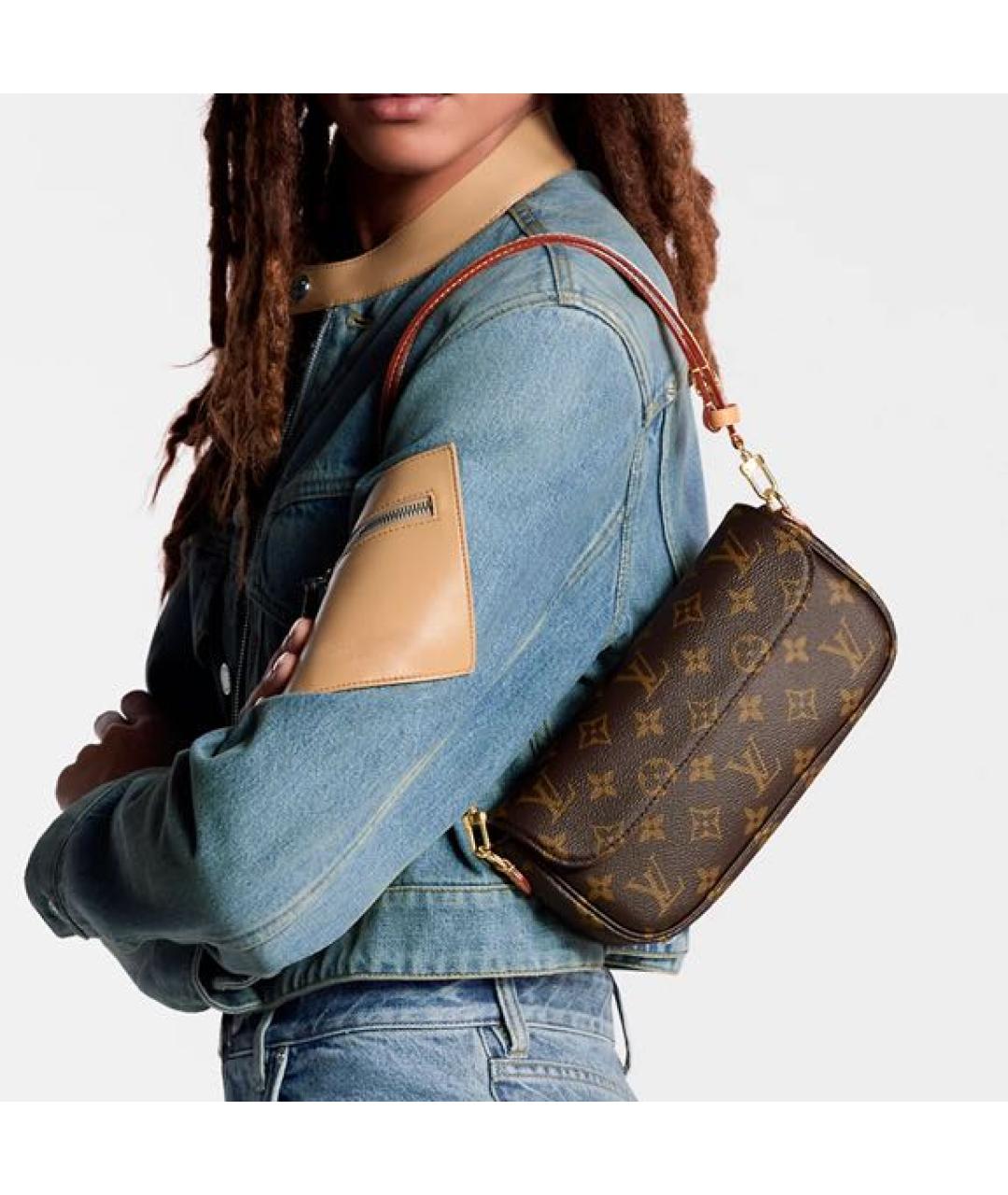 LOUIS VUITTON Коричневая кожаная сумка через плечо, фото 4