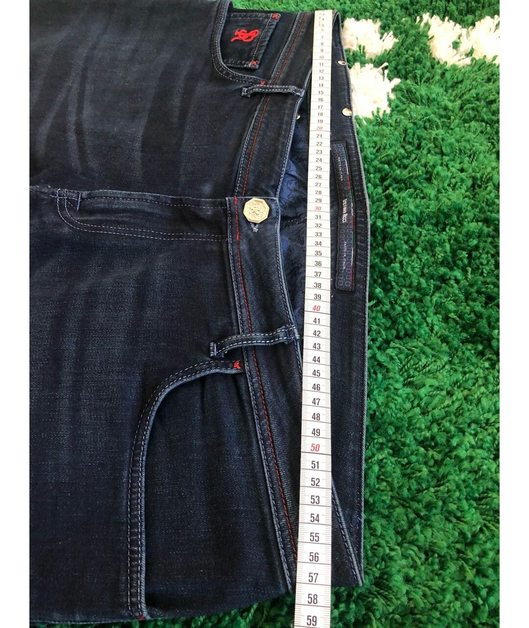 STEFANO RICCI Темно-синие хлопко-эластановые прямые джинсы, фото 7
