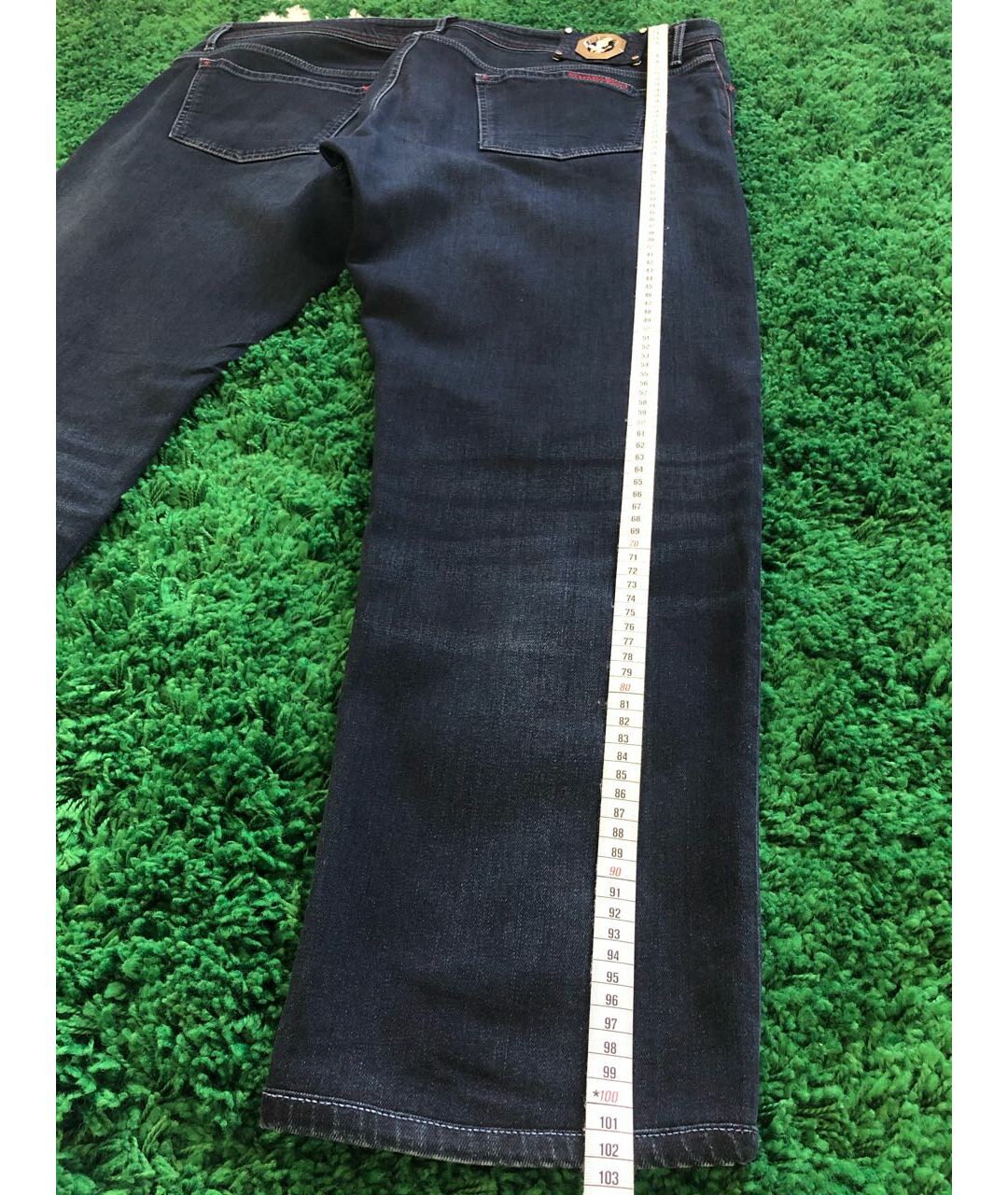 STEFANO RICCI Темно-синие хлопко-эластановые прямые джинсы, фото 8