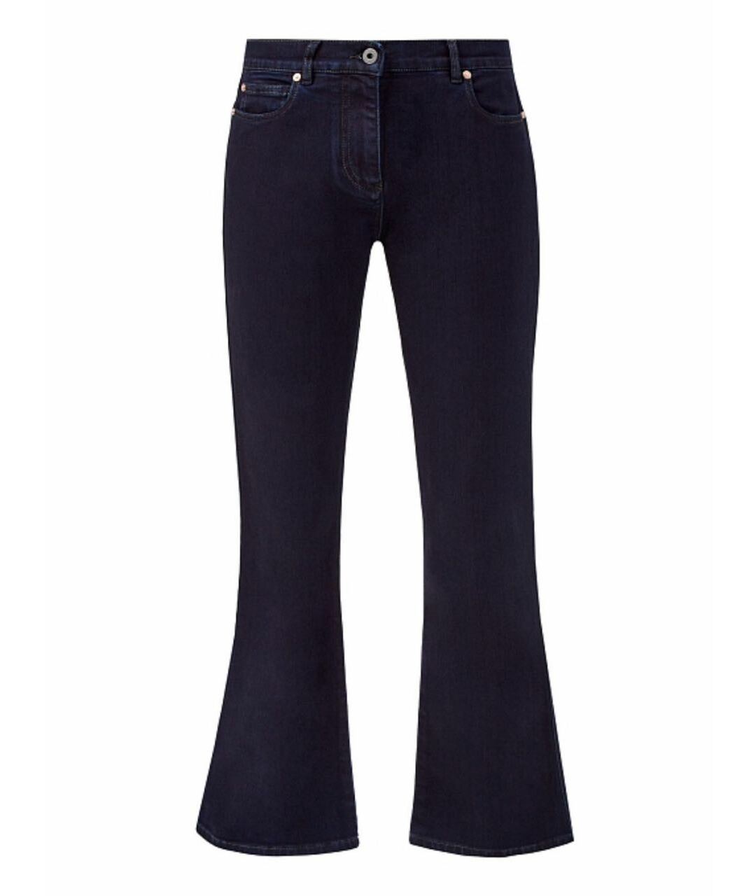 VALENTINO Темно-синие хлопко-эластановые джинсы клеш, фото 1