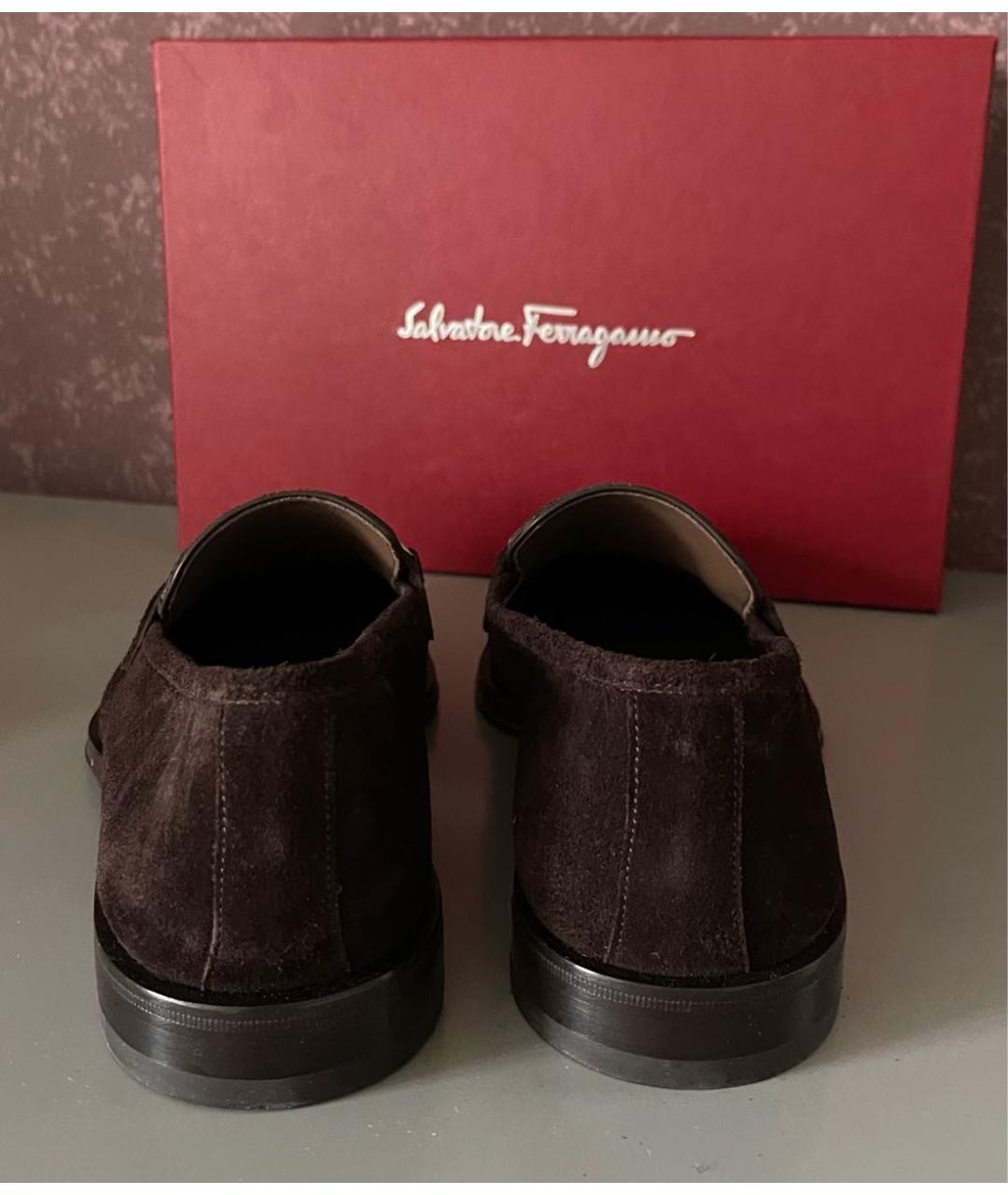 SALVATORE FERRAGAMO Коричневые замшевые лоферы, фото 4