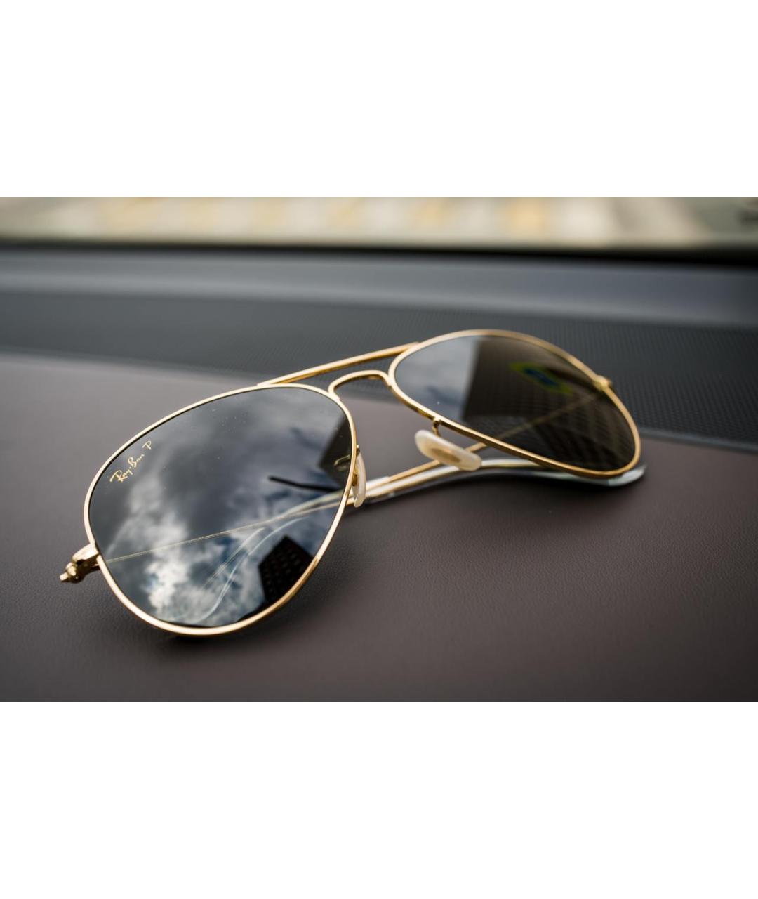 RAY BAN Золотые солнцезащитные очки, фото 5