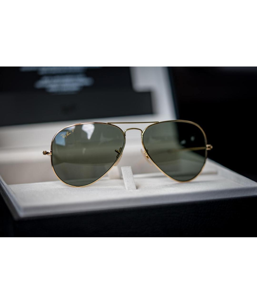 RAY BAN Золотые солнцезащитные очки, фото 10