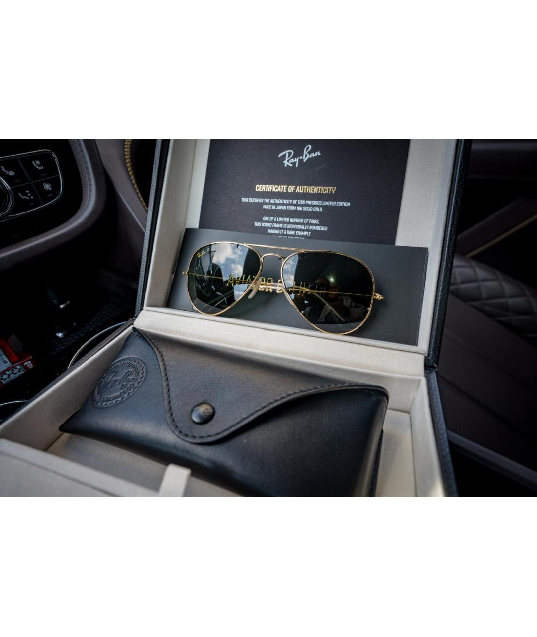 RAY BAN Золотые солнцезащитные очки, фото 4