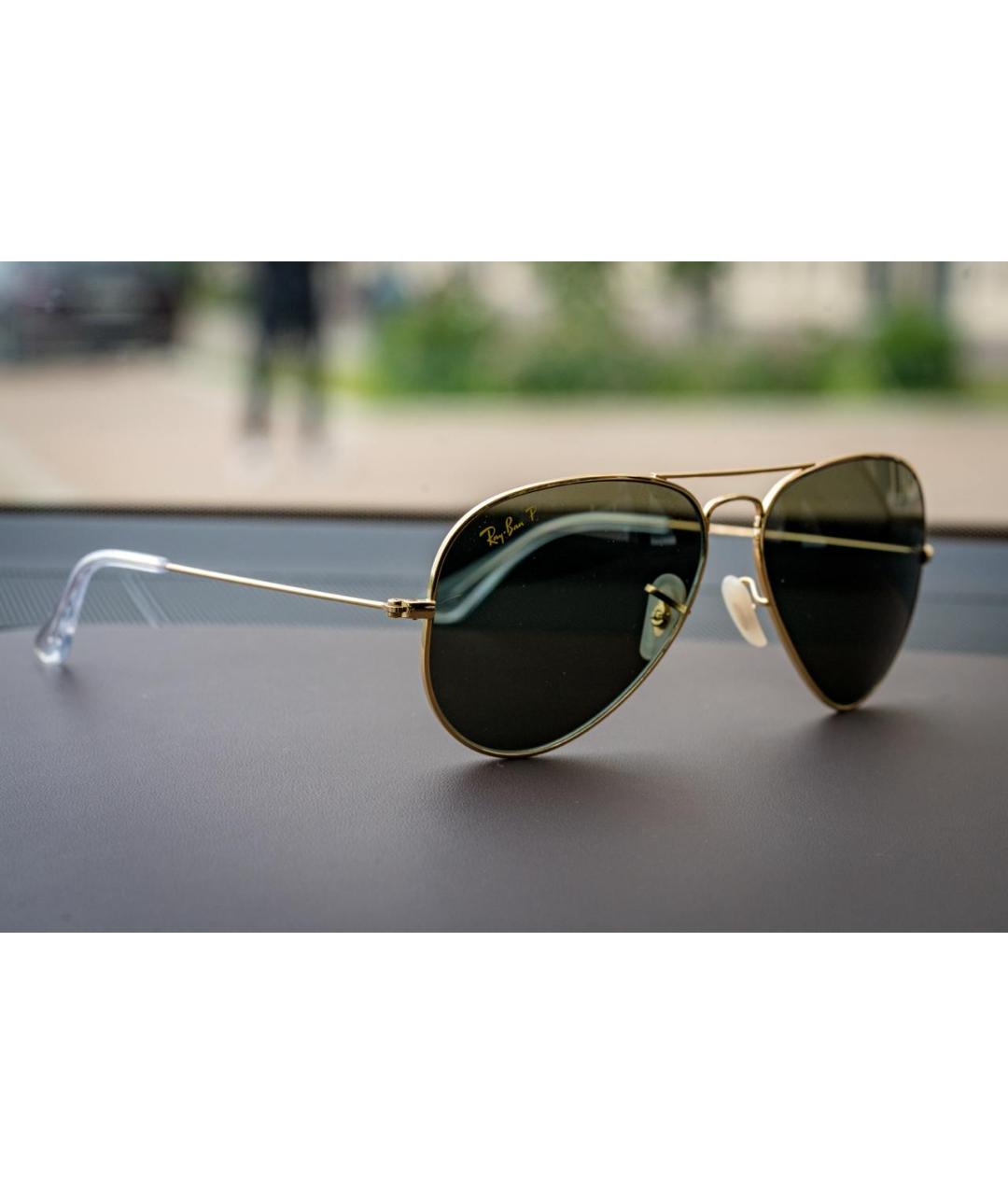 RAY BAN Золотые солнцезащитные очки, фото 3