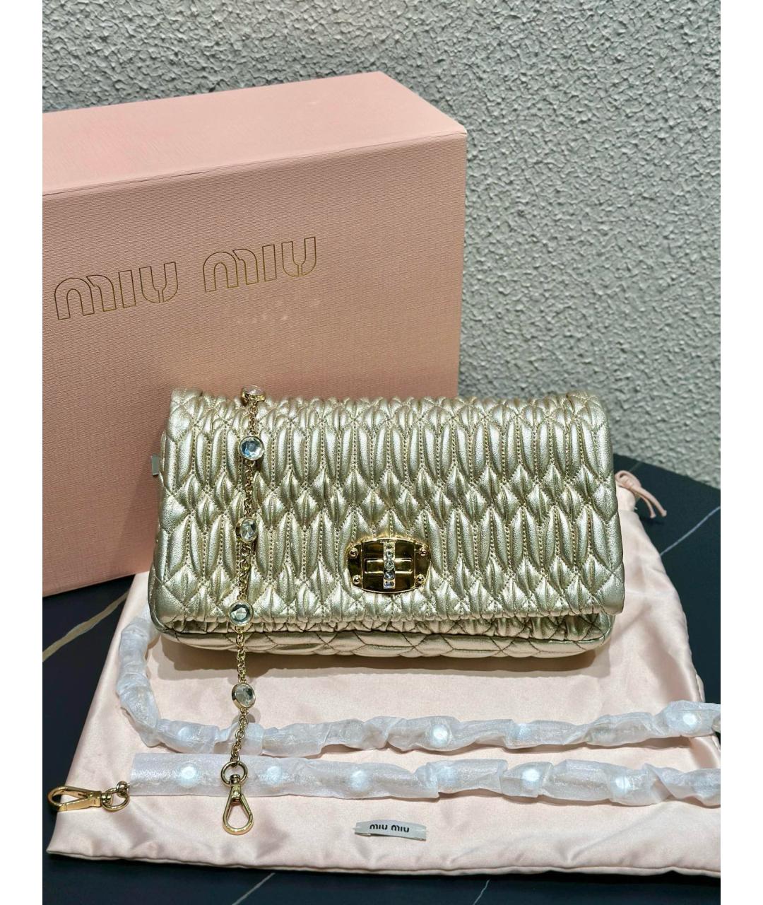 MIU MIU Золотая кожаная сумка через плечо, фото 10
