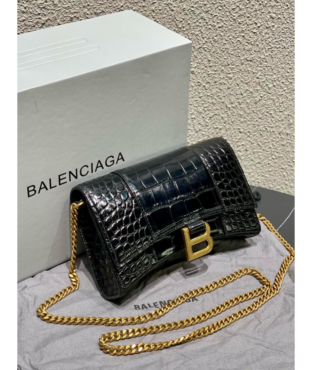 BALENCIAGA Черная кожаная сумка через плечо, фото 2