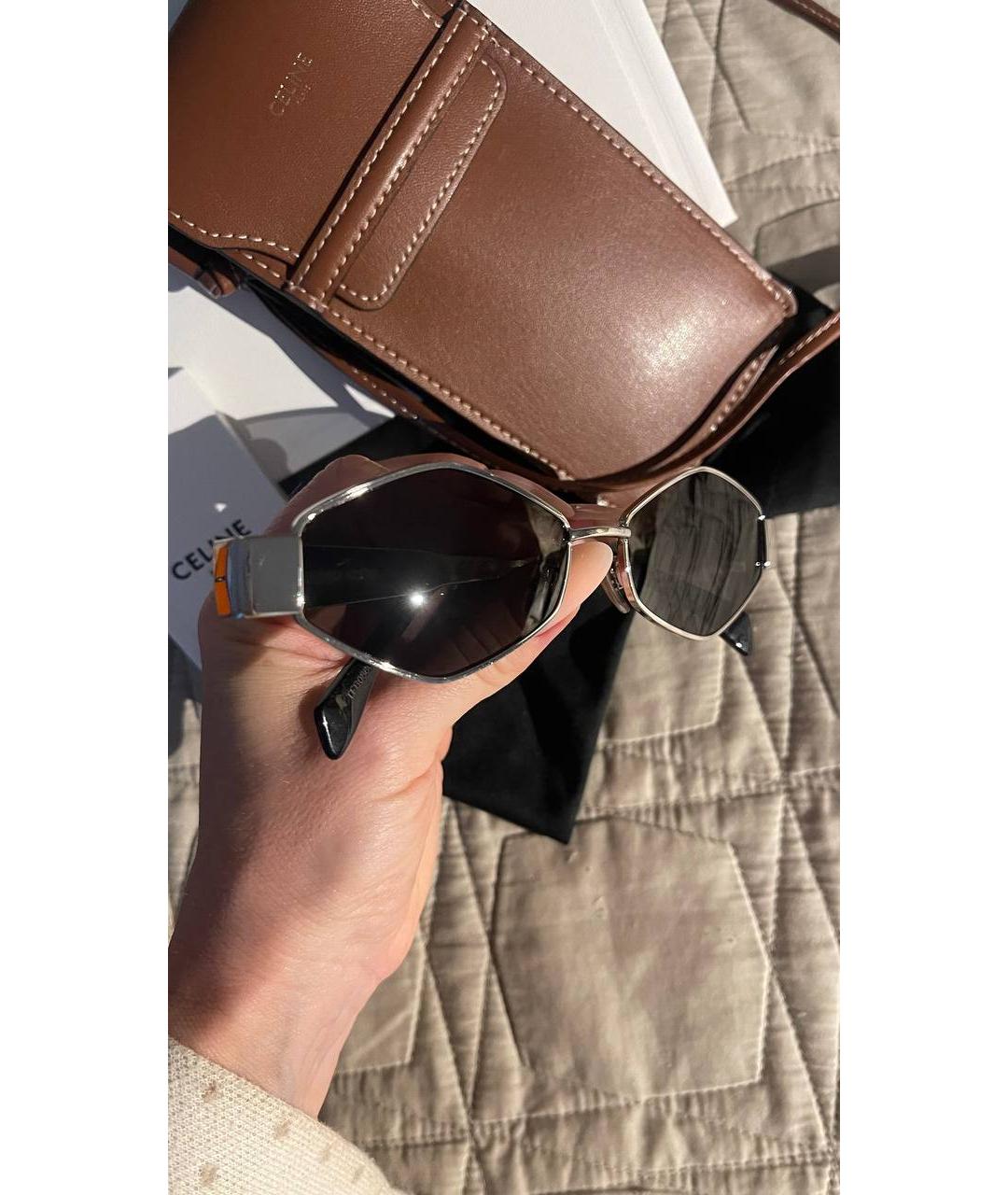 CELINE Серебряные металлические солнцезащитные очки, фото 6