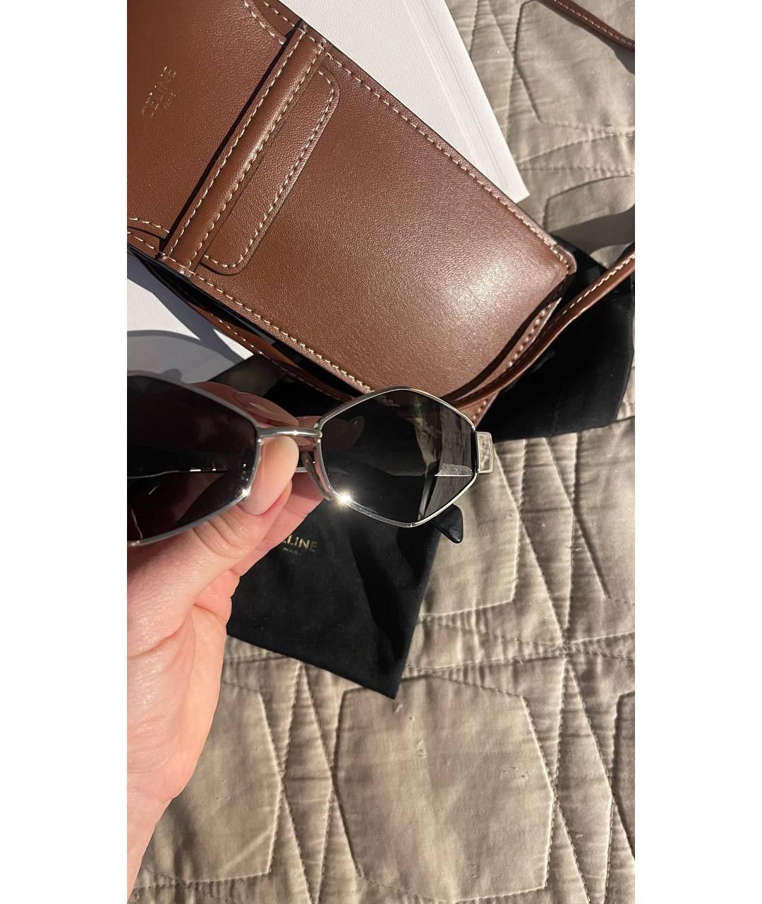CELINE Серебряные металлические солнцезащитные очки, фото 7