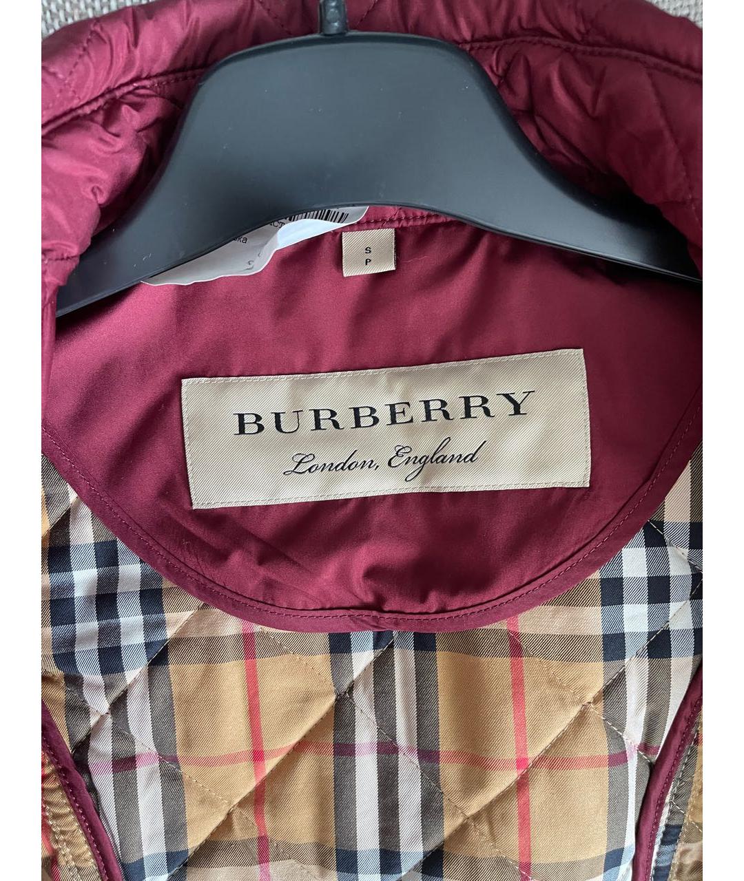 BURBERRY Бордовая полиэстеровая куртка, фото 5