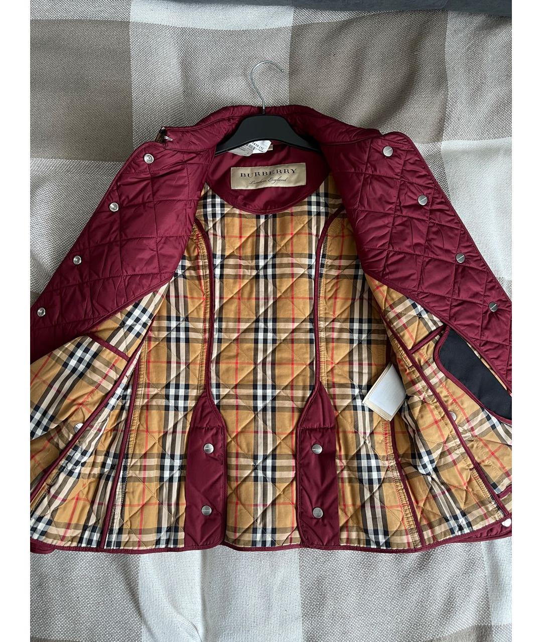 BURBERRY Бордовая полиэстеровая куртка, фото 3