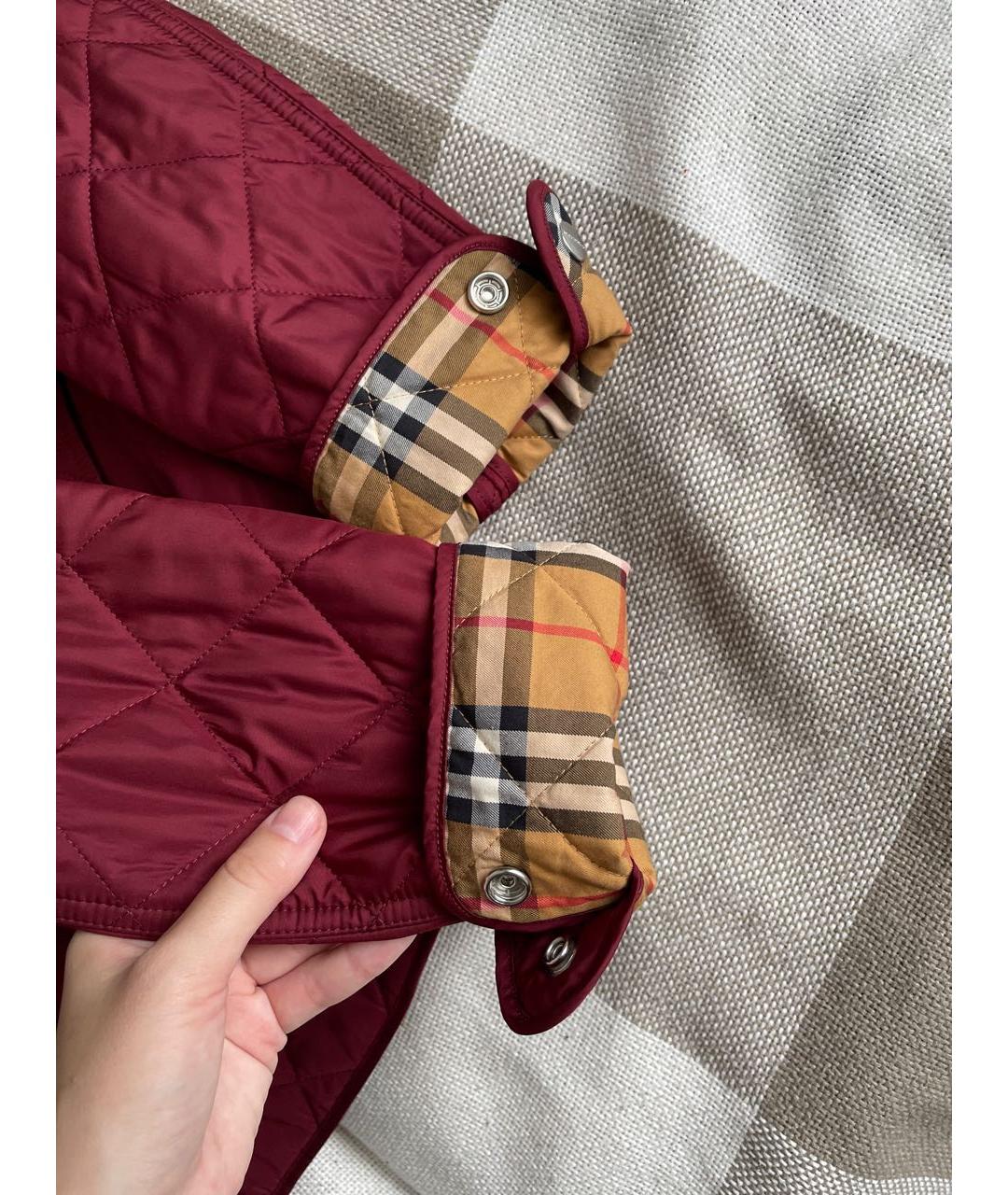 BURBERRY Бордовая полиэстеровая куртка, фото 8