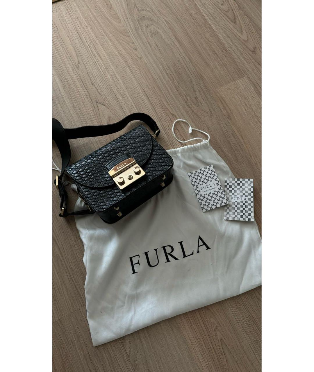 FURLA Черная сумка через плечо из искусственной кожи, фото 4