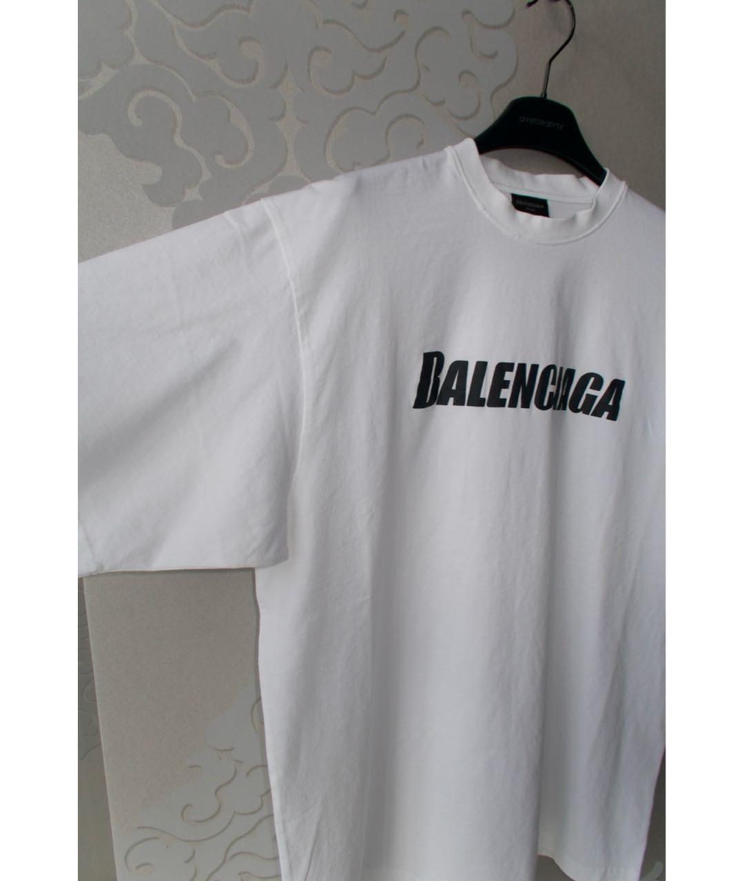 BALENCIAGA Белая хлопковая футболка, фото 3