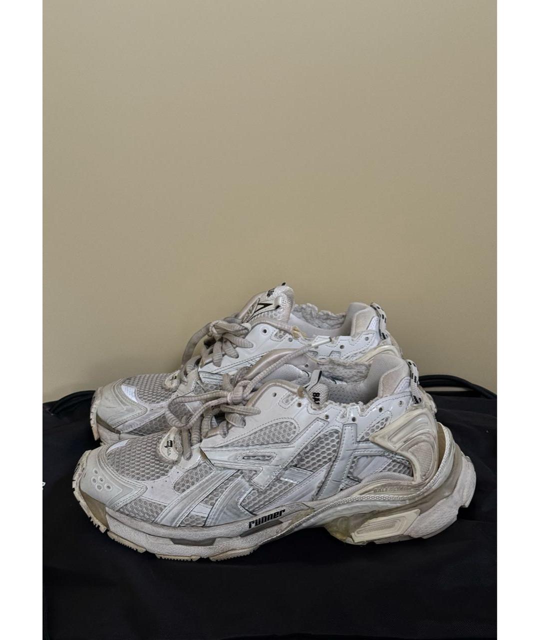BALENCIAGA Белые кожаные кроссовки, фото 9