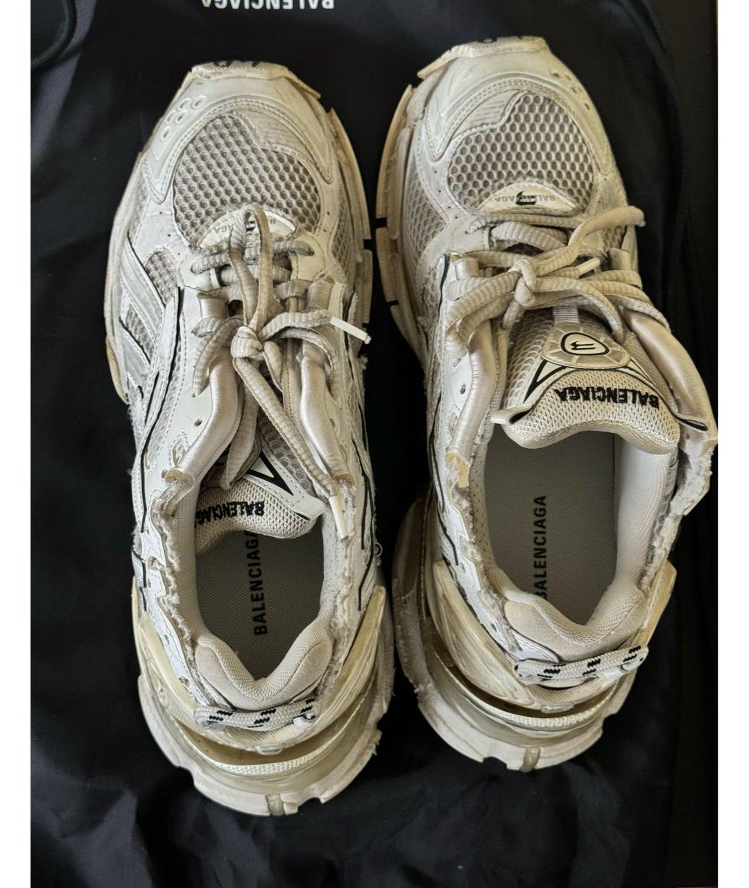 BALENCIAGA Белые кожаные кроссовки, фото 2