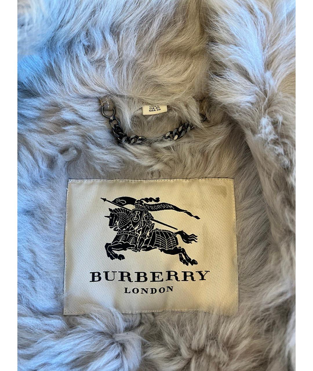 BURBERRY Серая кожаная дубленка, фото 3