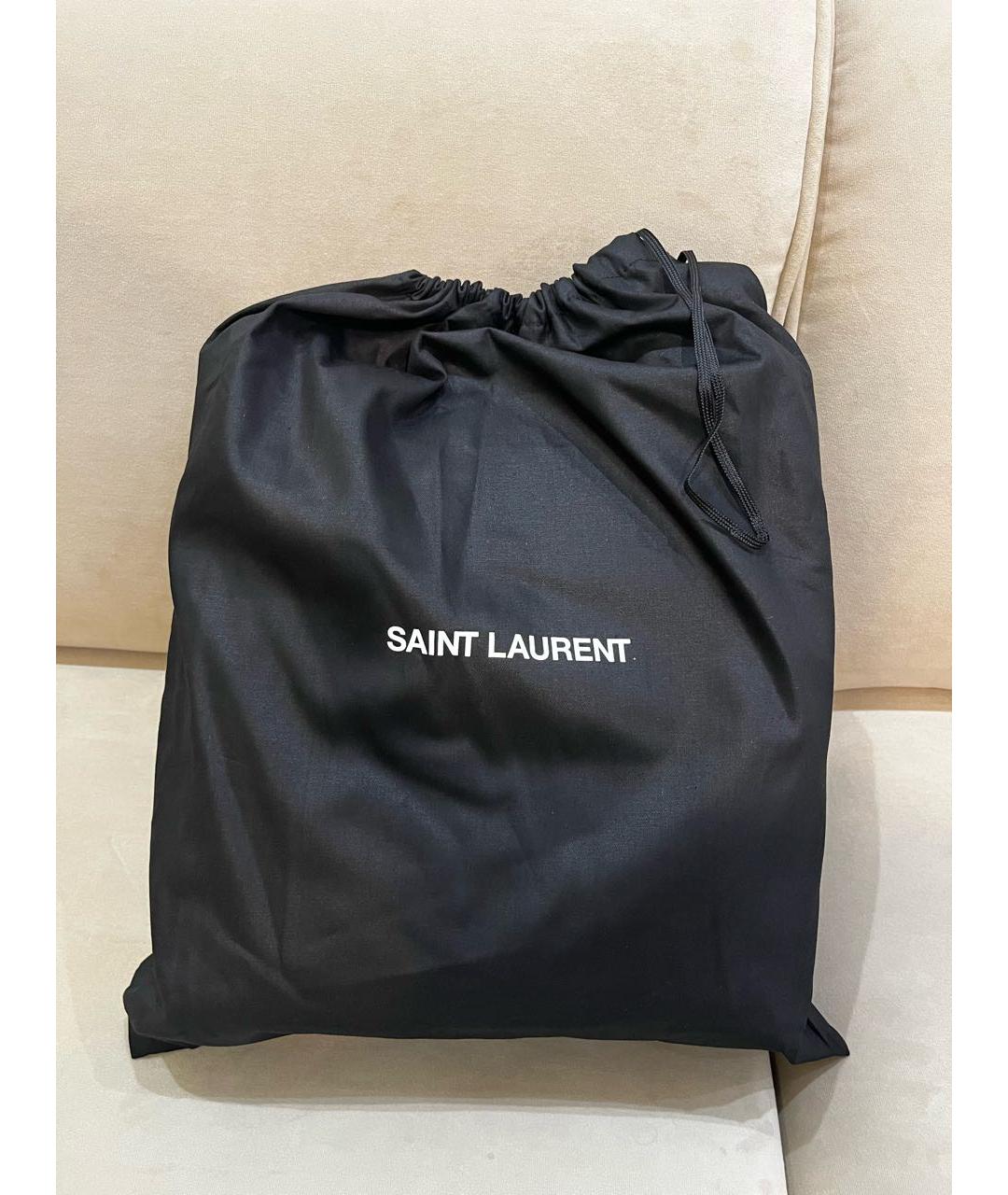 SAINT LAURENT Хаки кожаная сумка тоут, фото 7