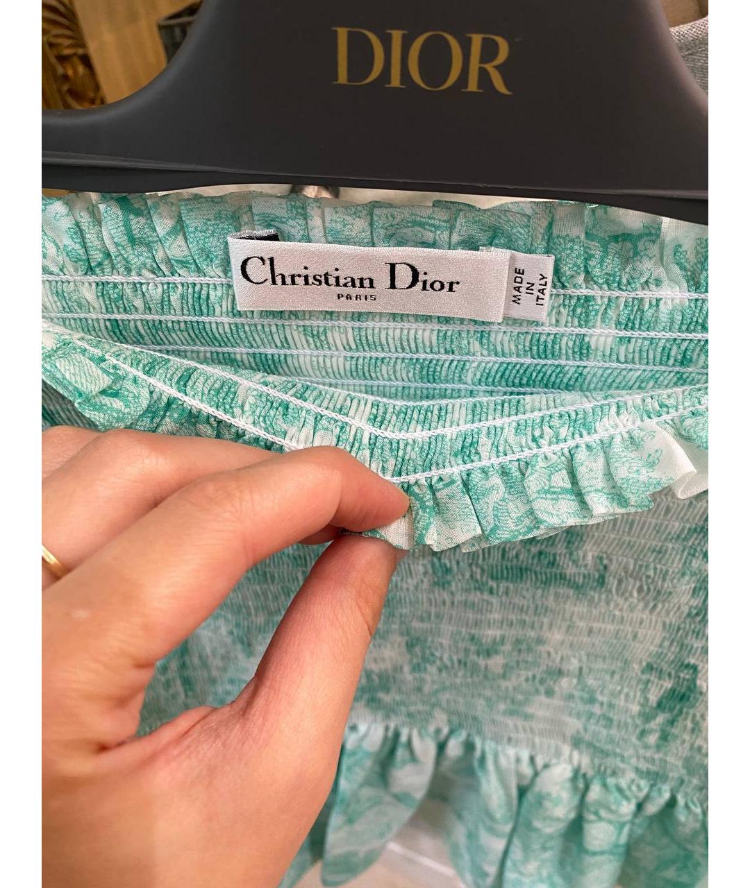 CHRISTIAN DIOR Бирюзовая хлопковая юбка мини, фото 3