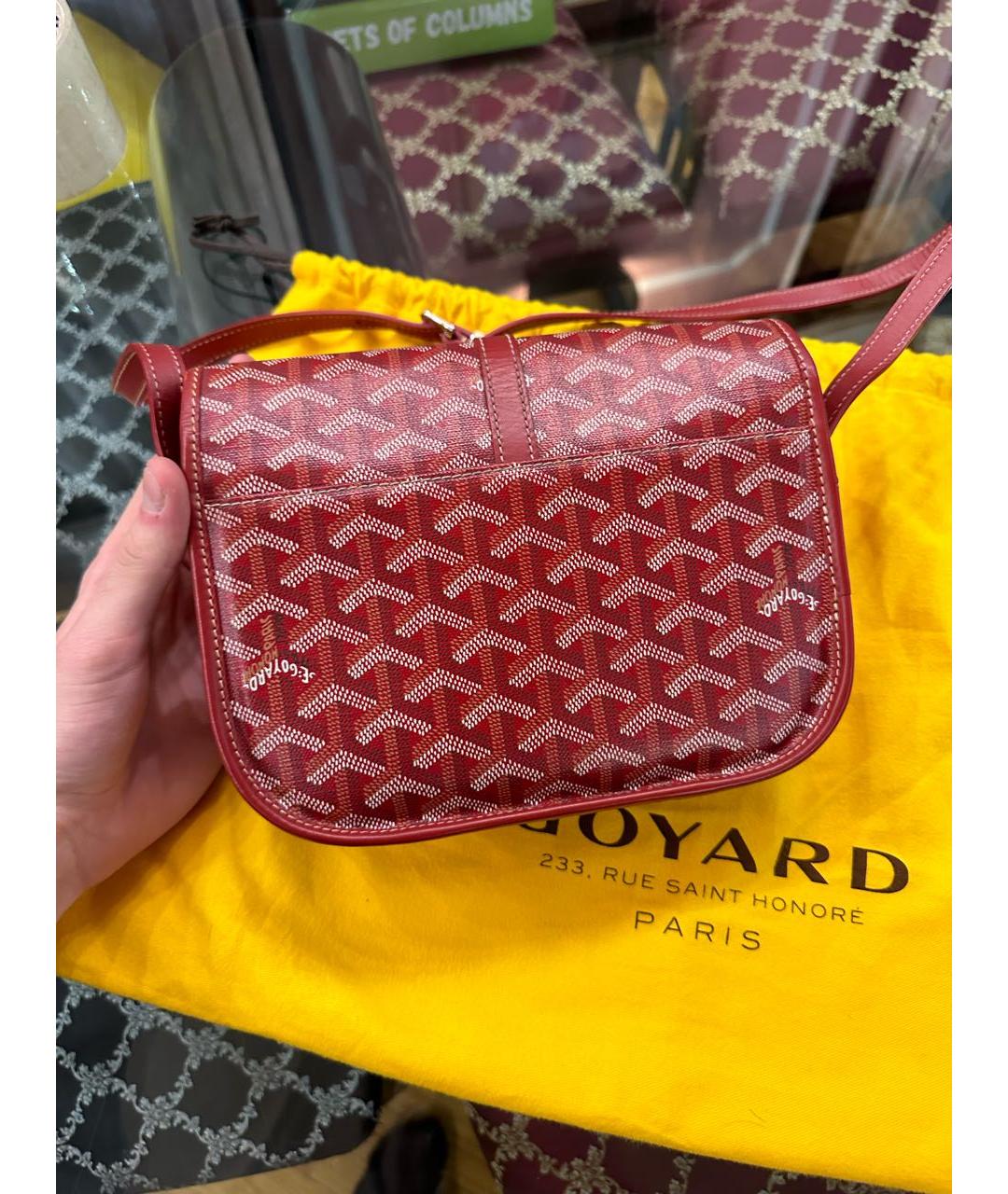 GOYARD Красная кожаная сумка на плечо, фото 4