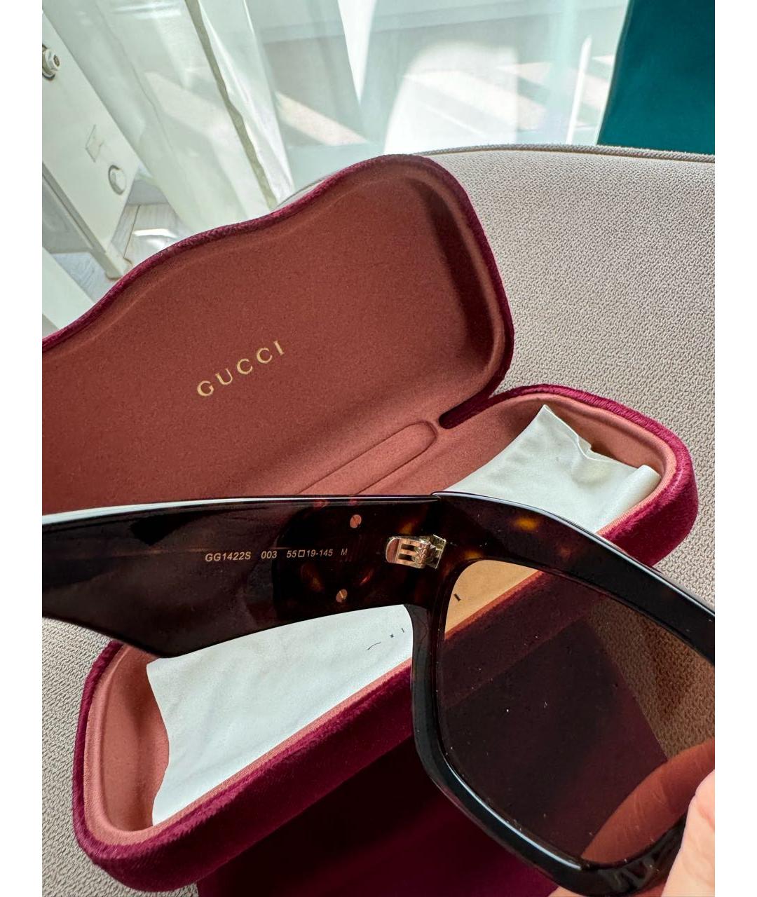 GUCCI Коричневые пластиковые солнцезащитные очки, фото 4