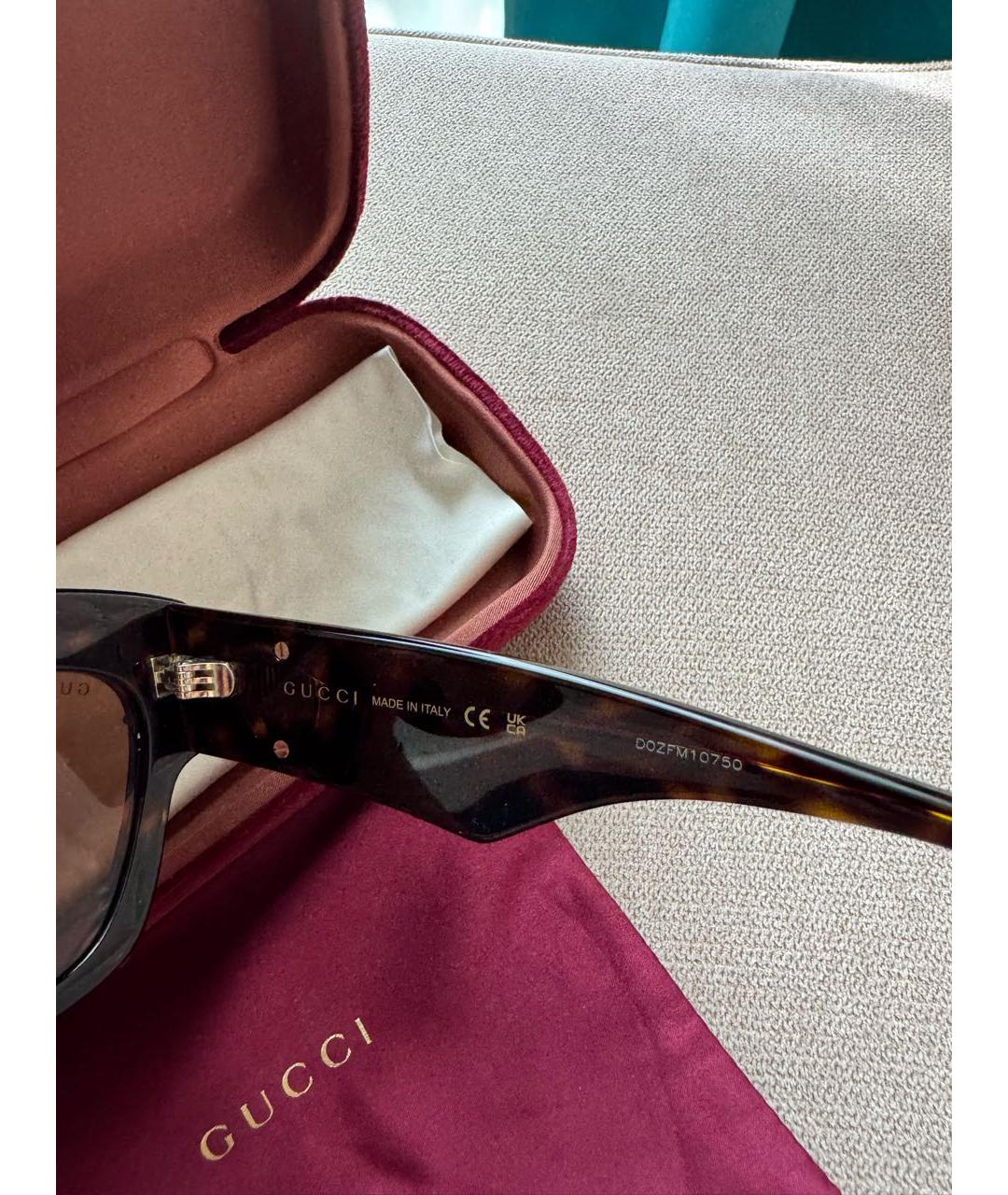 GUCCI Коричневые пластиковые солнцезащитные очки, фото 3