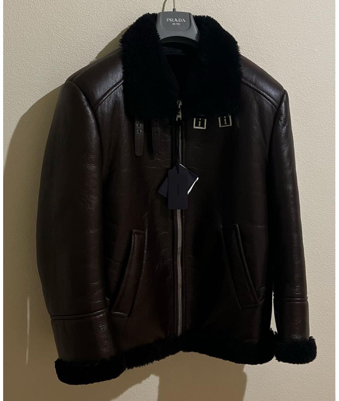 PRADA Коричневая кожаная дубленка, фото 8