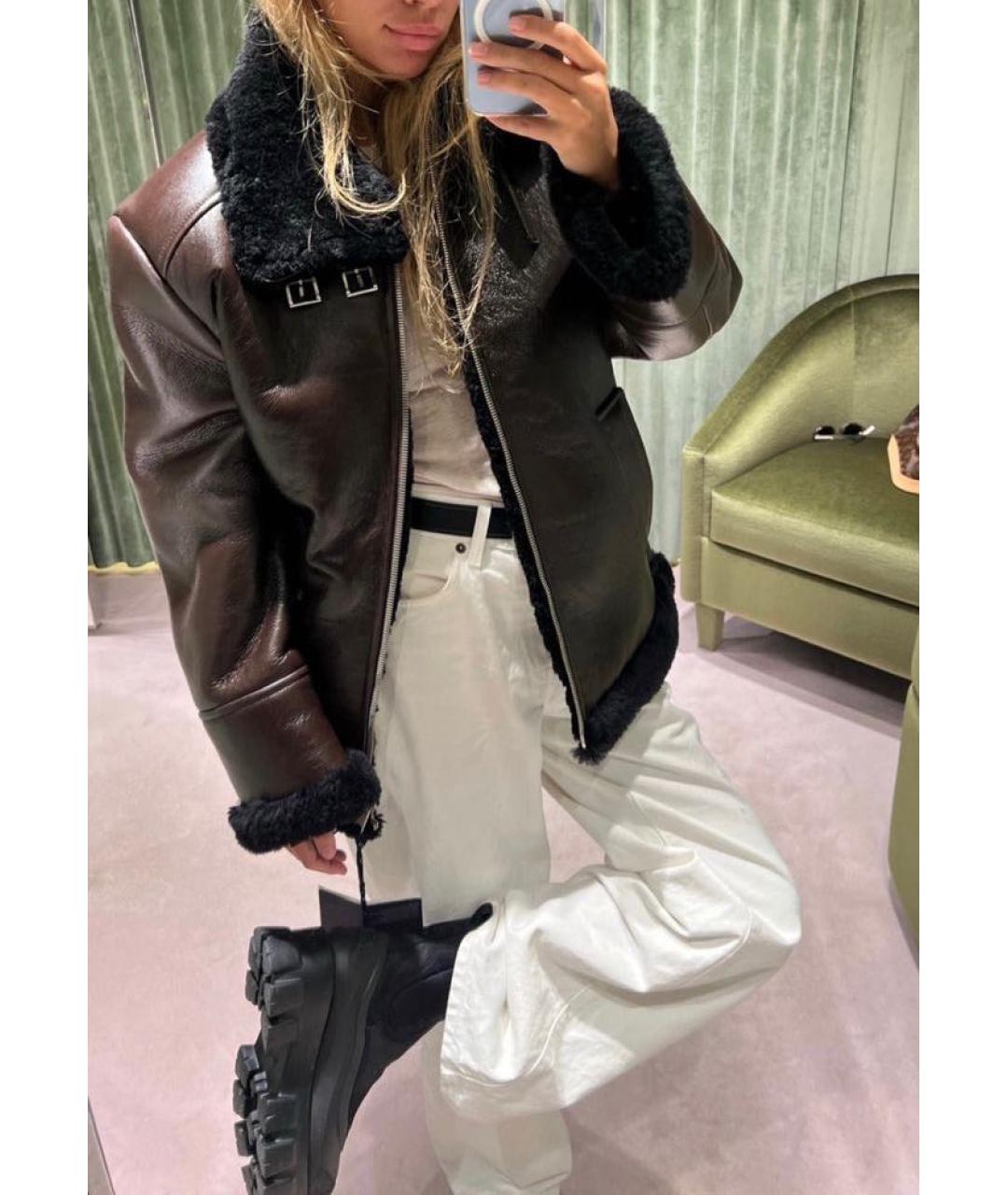 PRADA Коричневая кожаная дубленка, фото 3