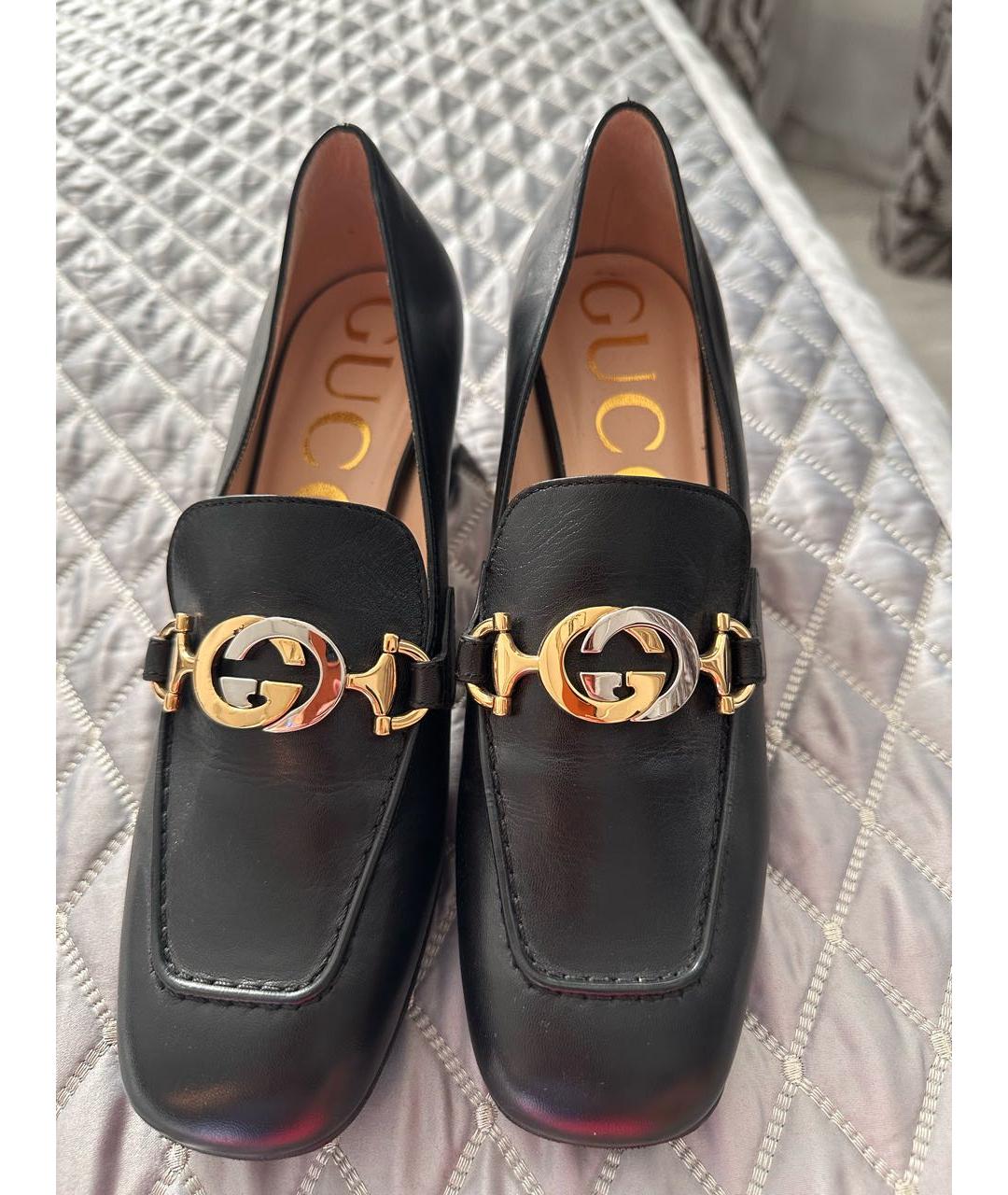 GUCCI Черные кожаные туфли, фото 2