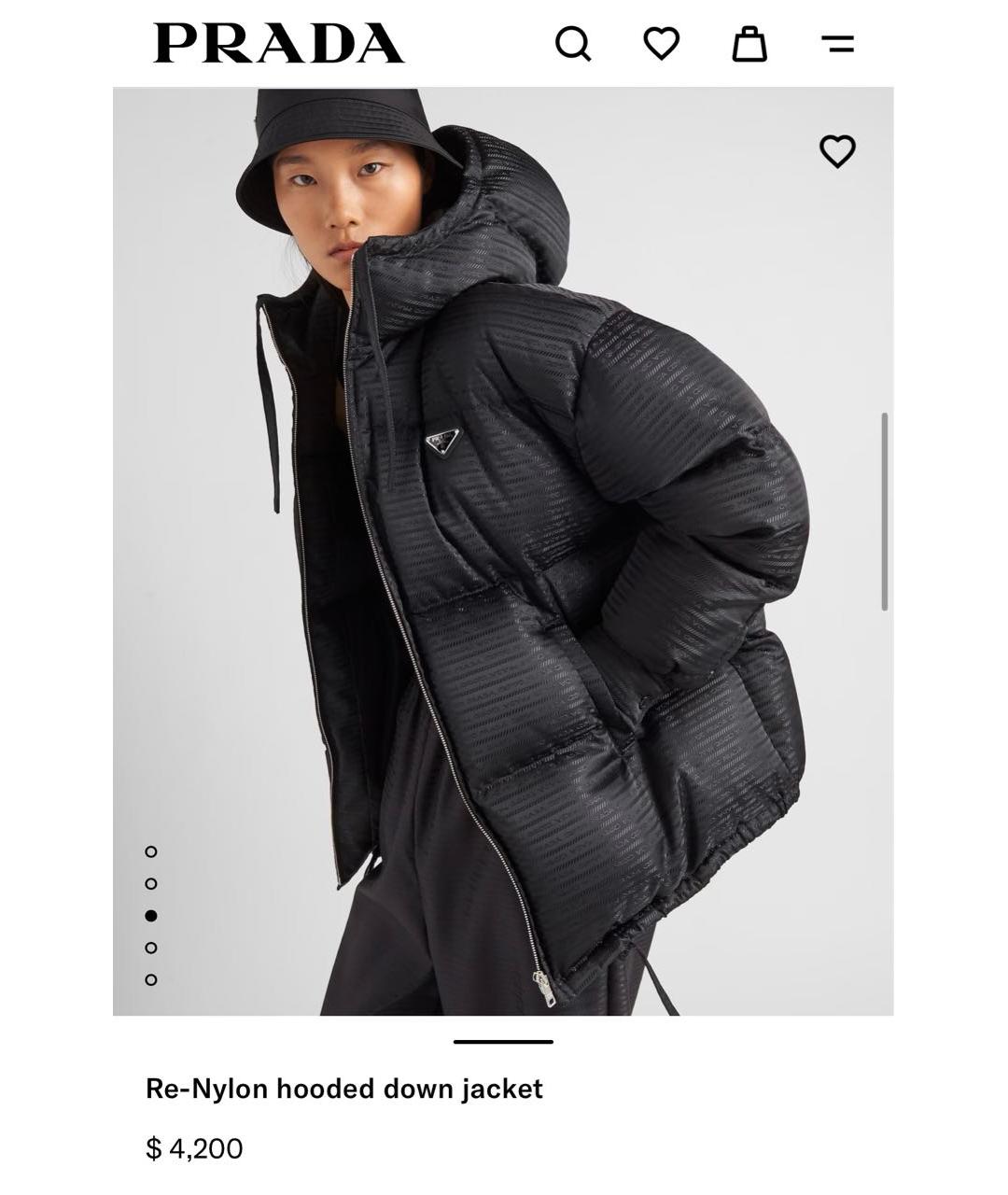 PRADA Черный полиамидовый пуховик, фото 6