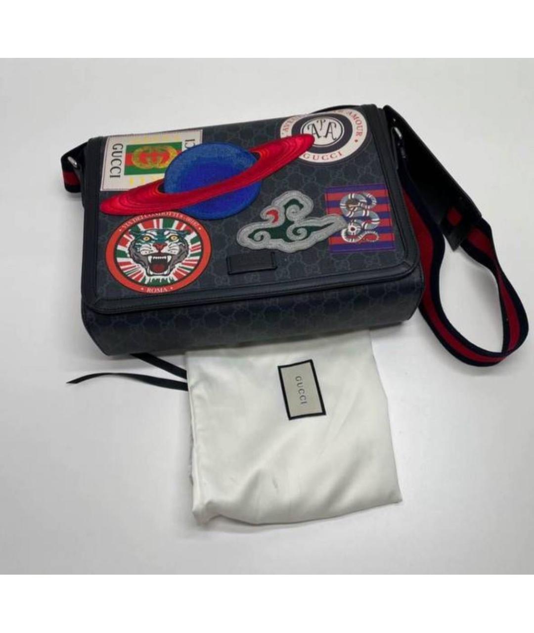 GUCCI Антрацитовая кожаная сумка на плечо, фото 2