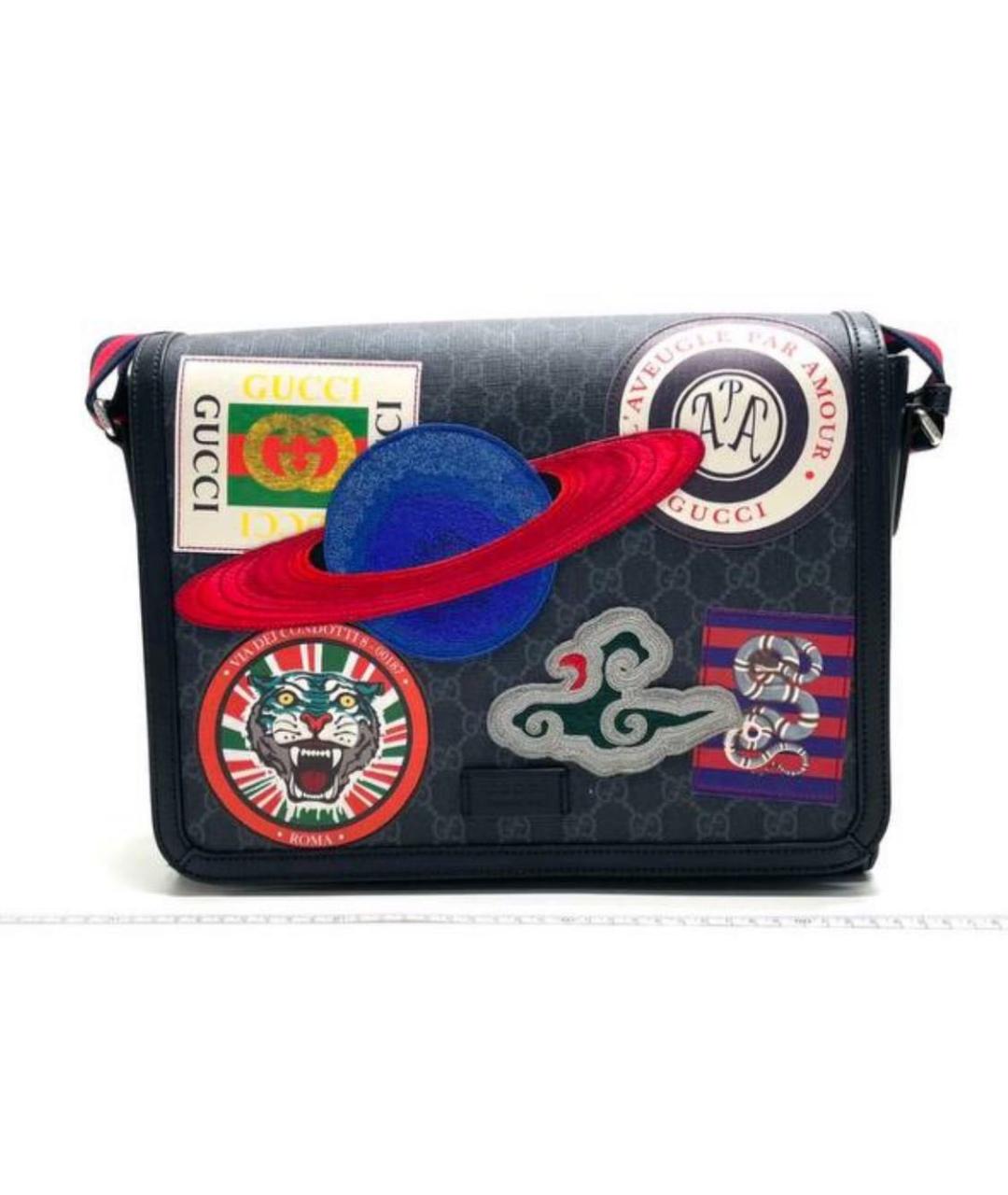 GUCCI Антрацитовая кожаная сумка на плечо, фото 1