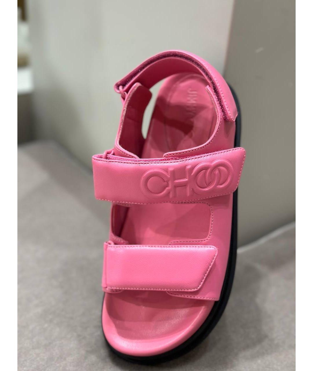 JIMMY CHOO Розовые кожаные сандалии, фото 3