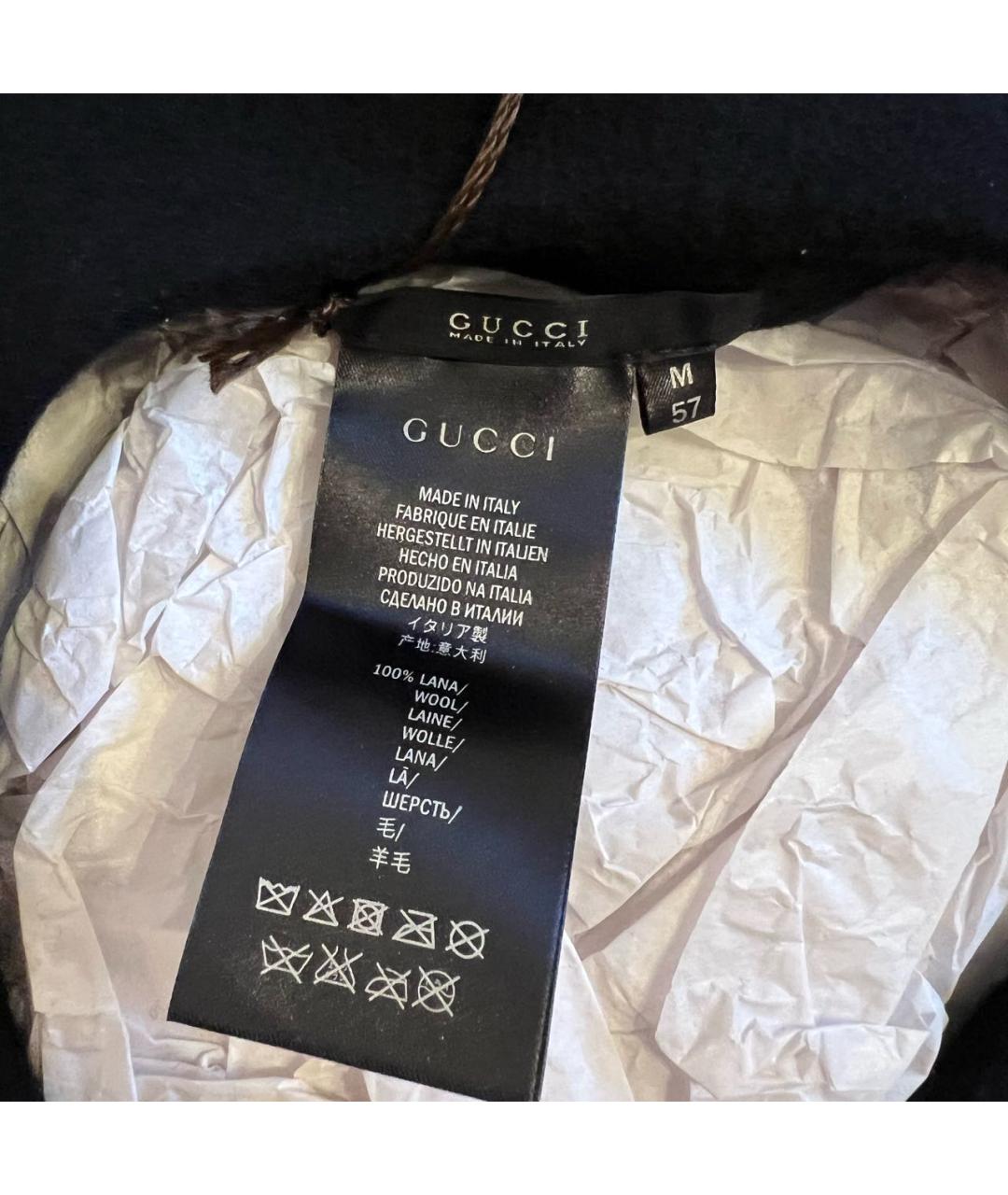 GUCCI Черная шерстяная шляпа, фото 4