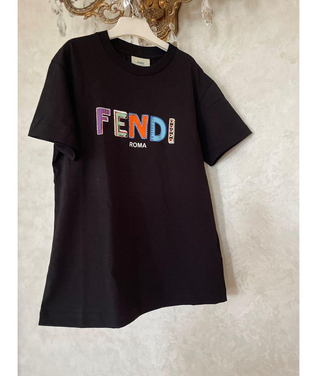 FENDI KIDS Черный хлопковый детская футболка / топ, фото 3