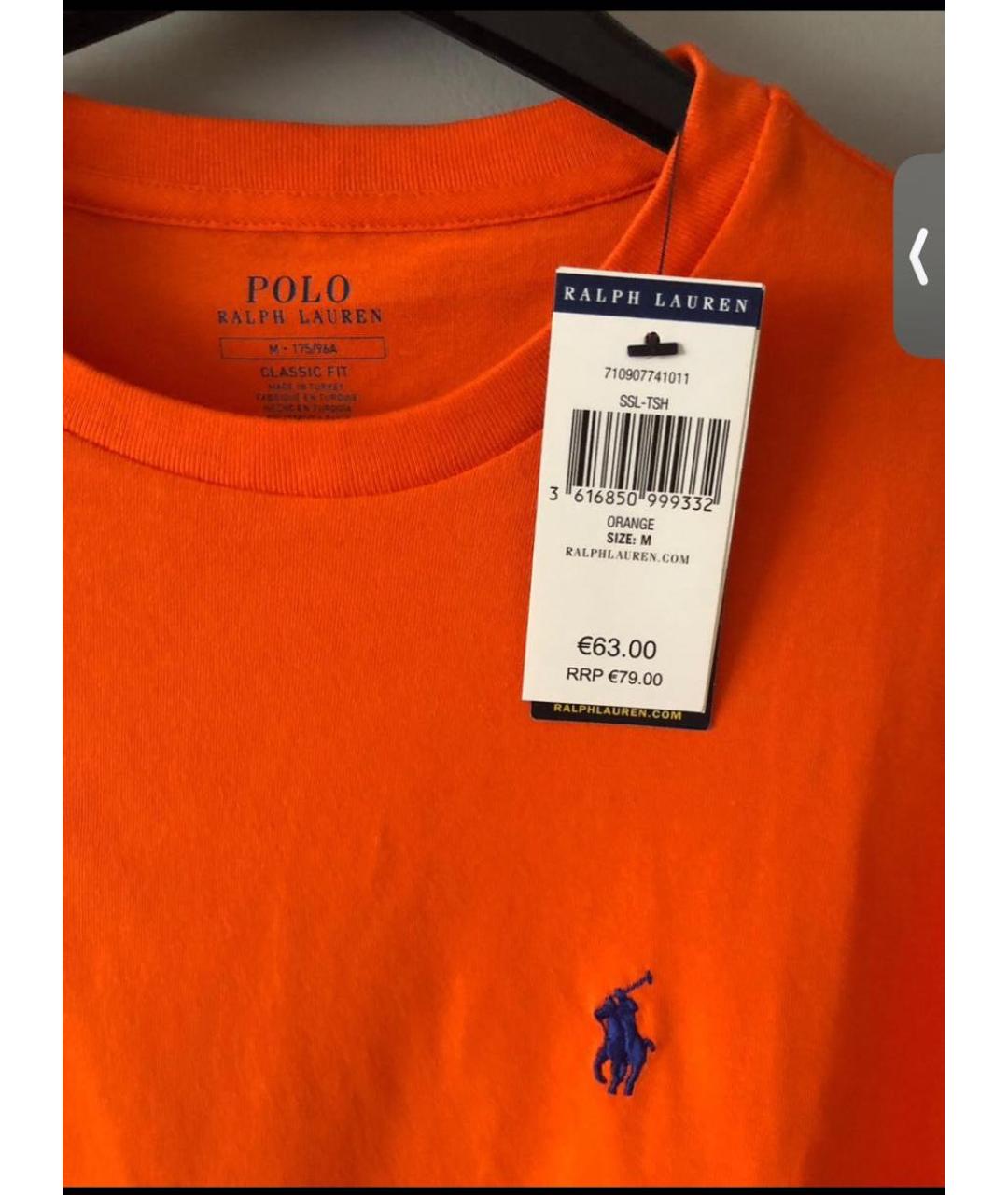 POLO RALPH LAUREN Оранжевая хлопковая футболка, фото 3