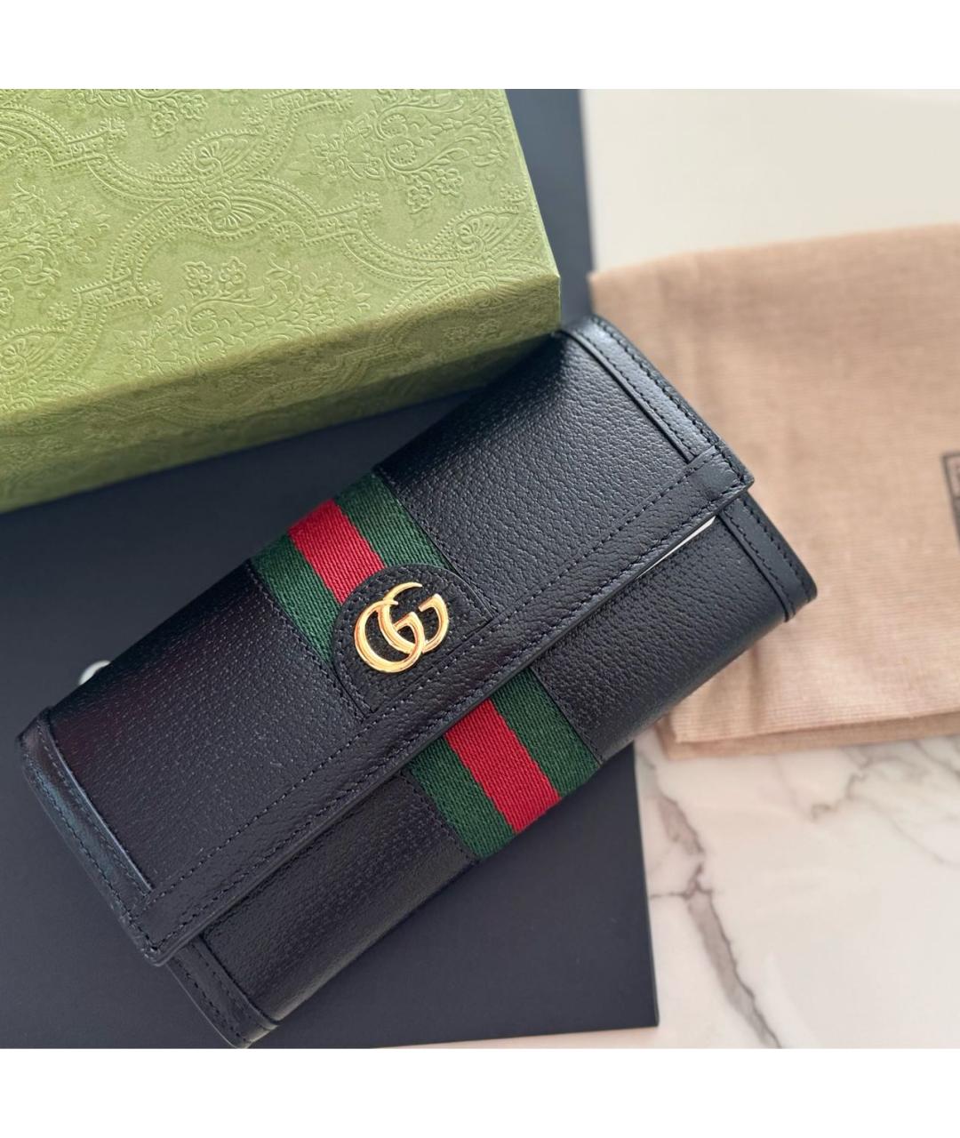 GUCCI Черный кожаный кошелек, фото 2