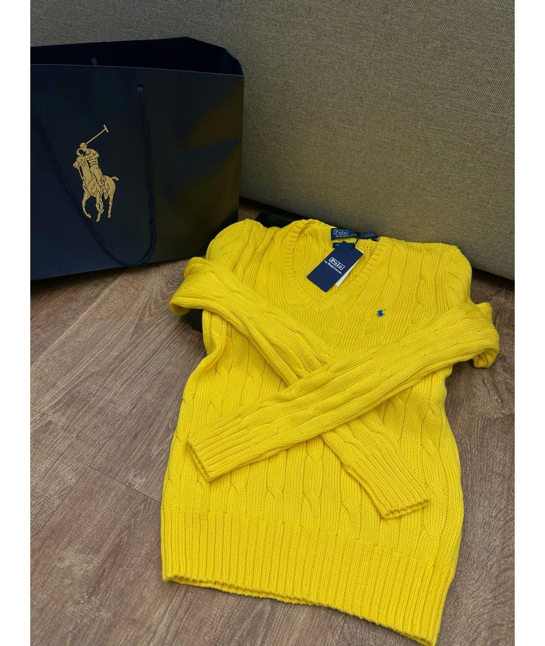 POLO RALPH LAUREN Желтый хлопковый джемпер / свитер, фото 2