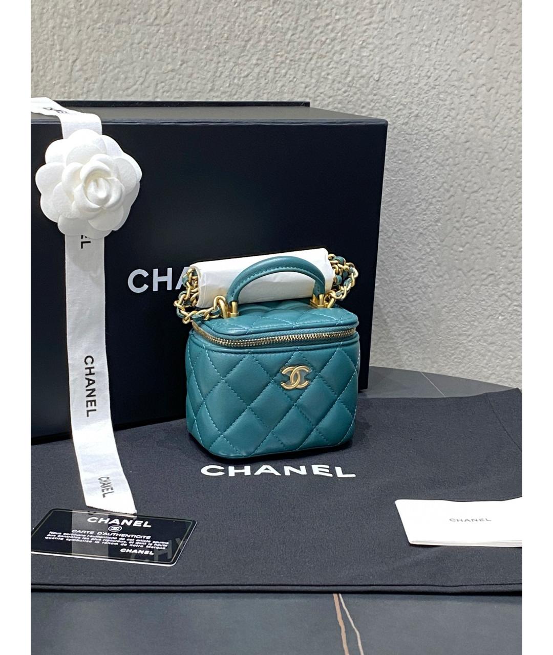CHANEL Голубая кожаная сумка через плечо, фото 2