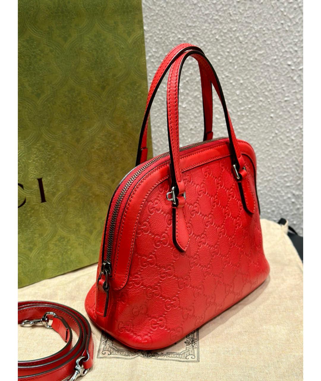 GUCCI Красная кожаная сумка через плечо, фото 3