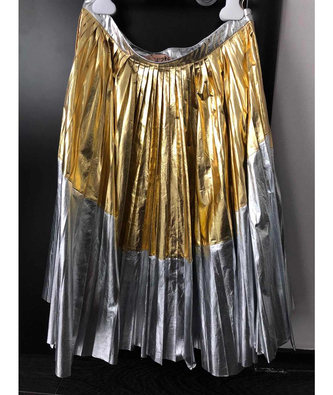 NO. 21 Серебряная хлопковая юбка миди, фото 5