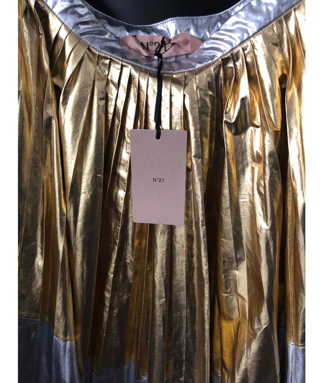 NO. 21 Серебряная хлопковая юбка миди, фото 2