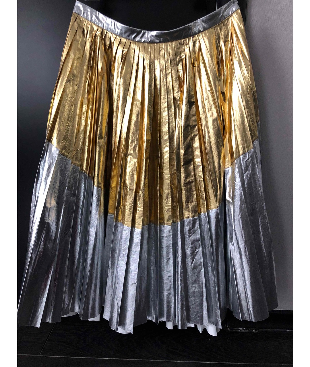 NO. 21 Серебряная хлопковая юбка миди, фото 3