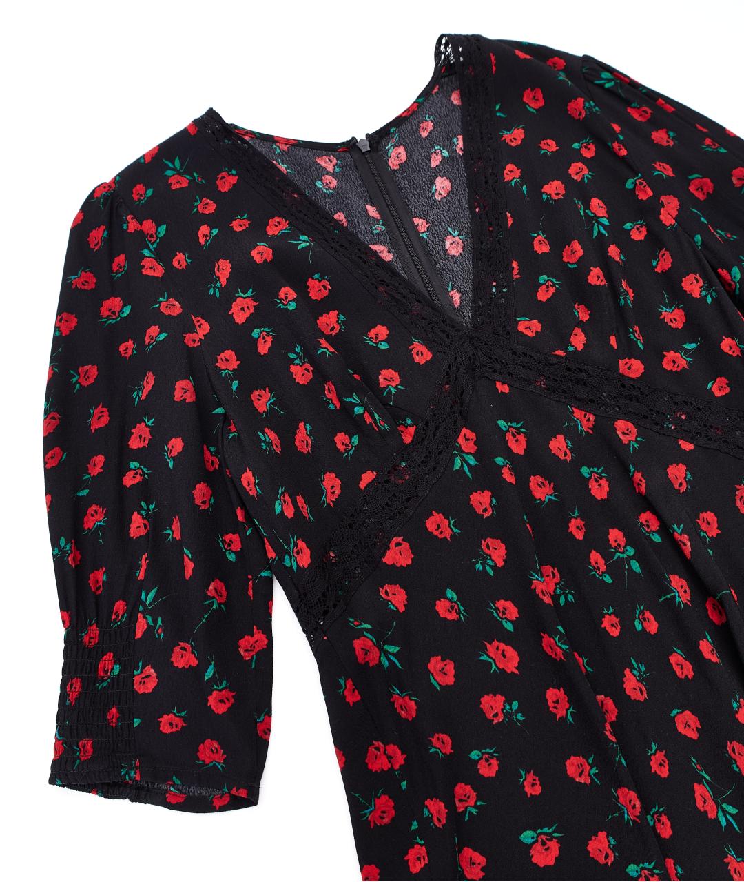 RIXO Черное вискозное повседневное платье, фото 3