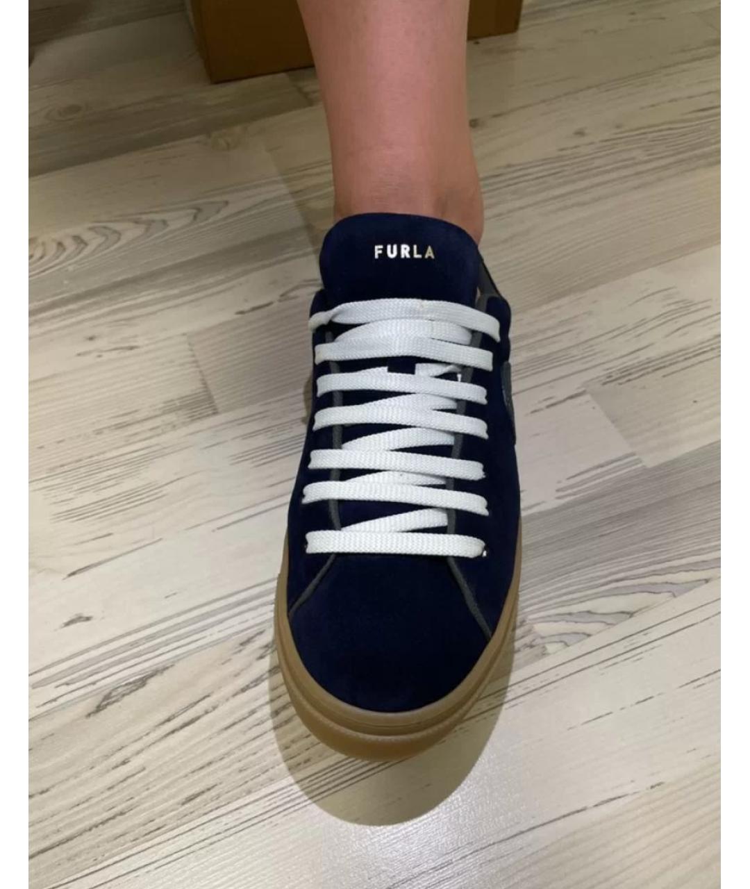 FURLA Синие замшевые кеды, фото 8