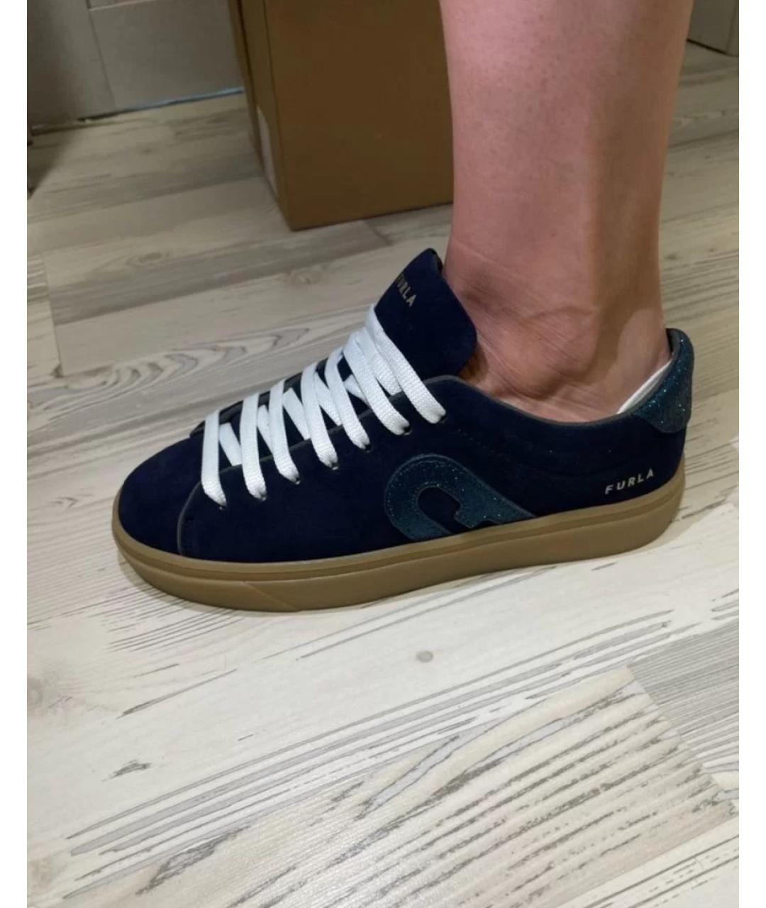 FURLA Синие замшевые кеды, фото 7