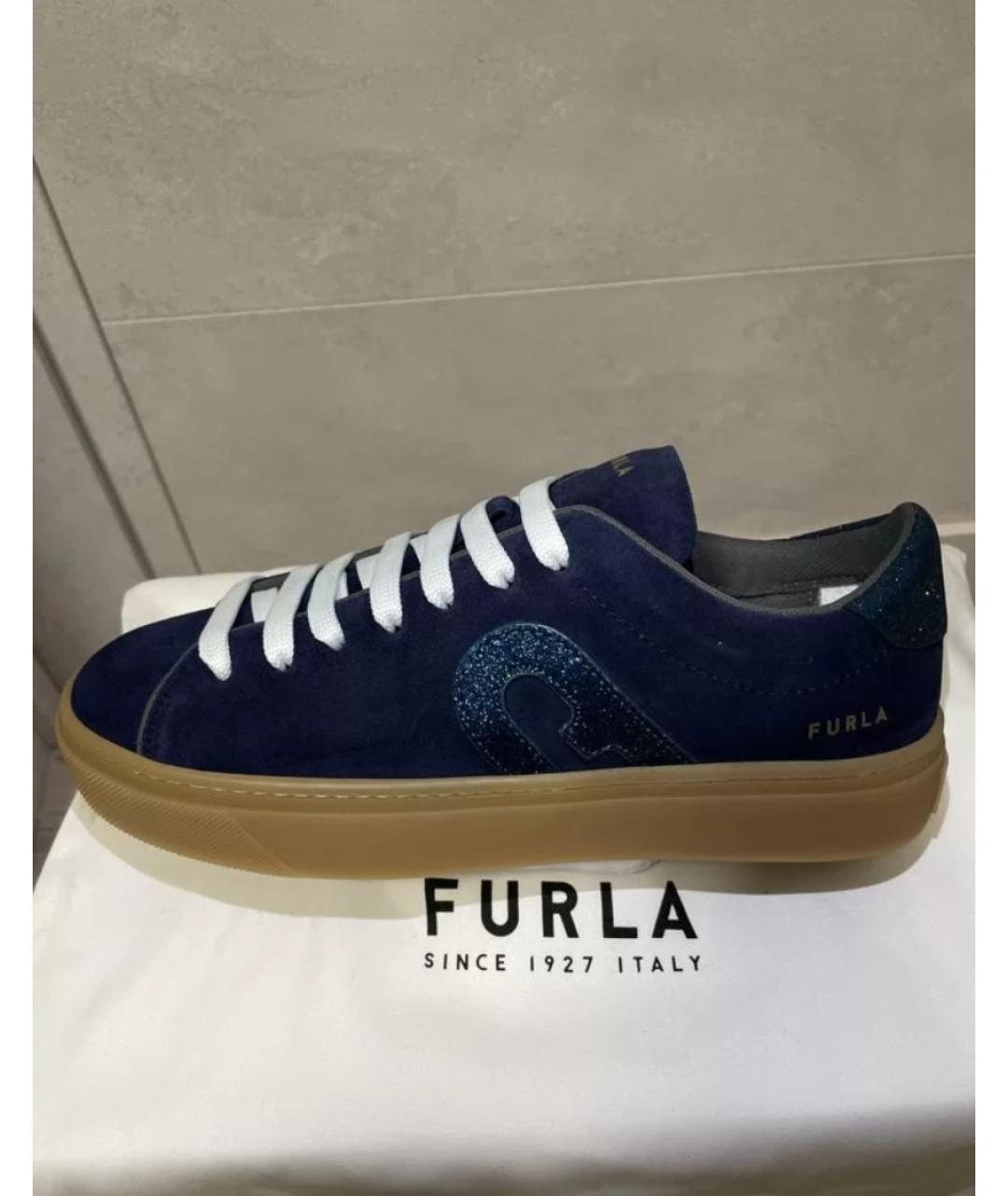 FURLA Синие замшевые кеды, фото 2