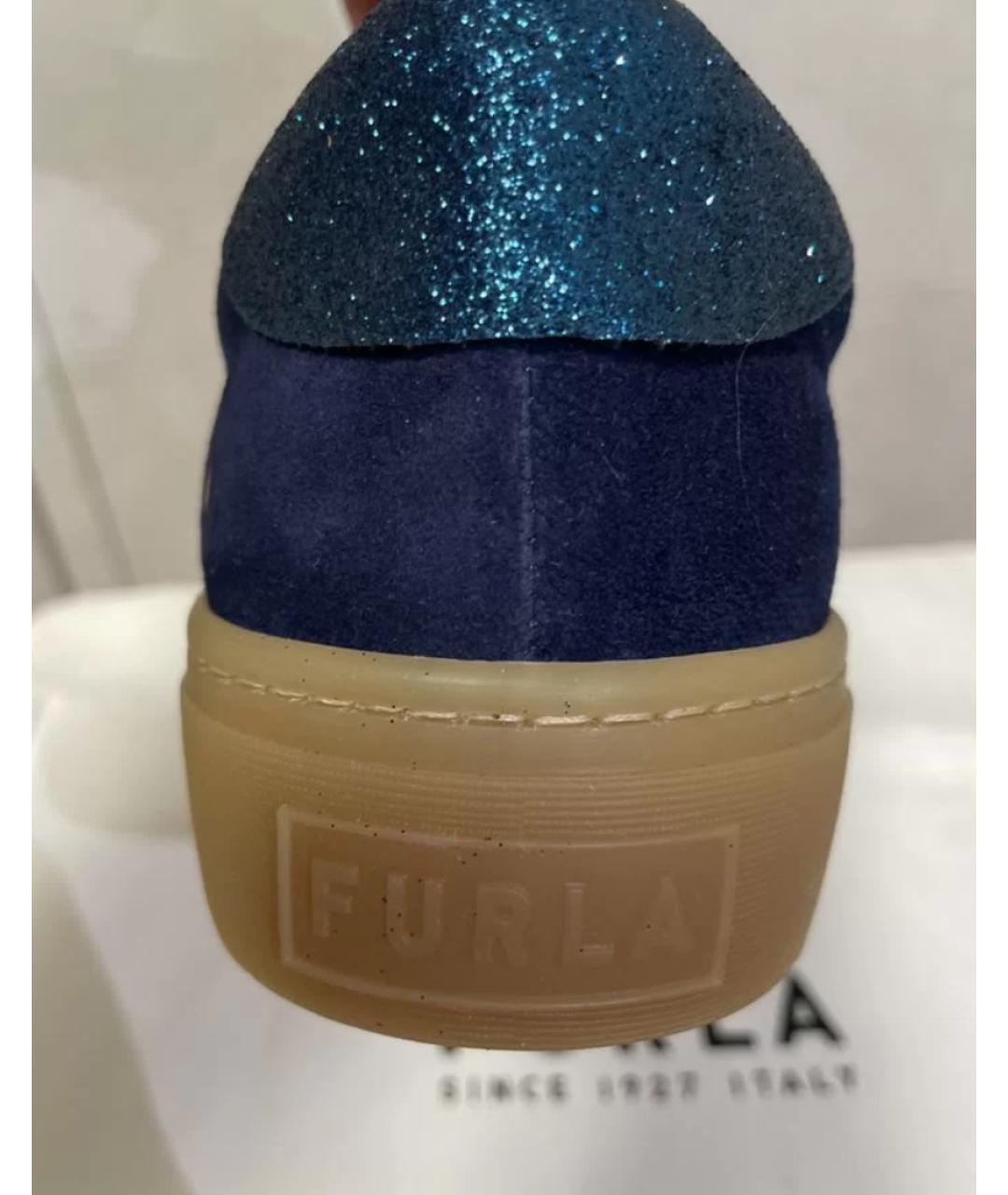 FURLA Синие замшевые кеды, фото 4