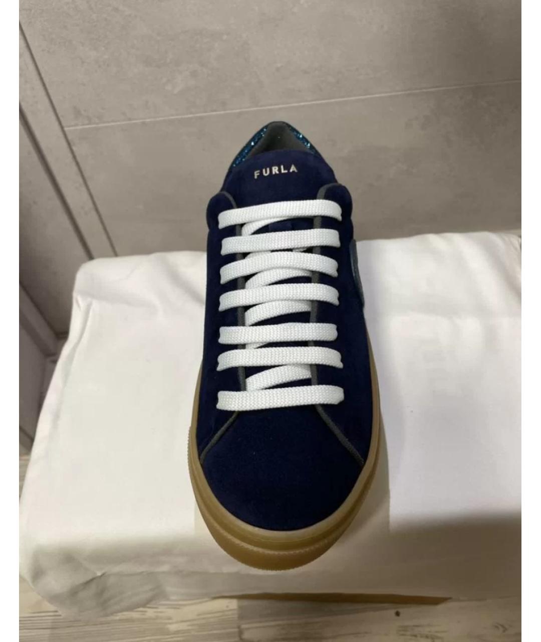 FURLA Синие замшевые кеды, фото 3