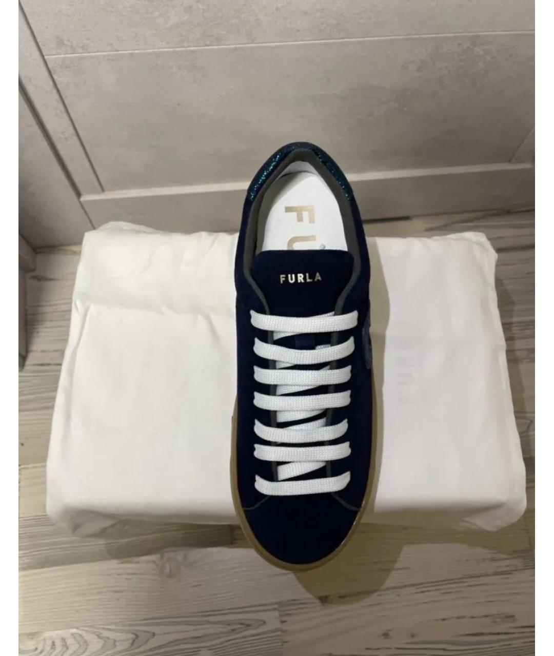FURLA Синие замшевые кеды, фото 6